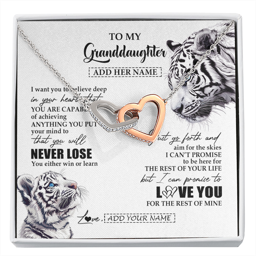 Personalized To My Granddaughter Necklace From Grandma Grandpa You Will Never Lose White Tiger Granddaughter Birthday Gifts Christmas Gift Box Message Card