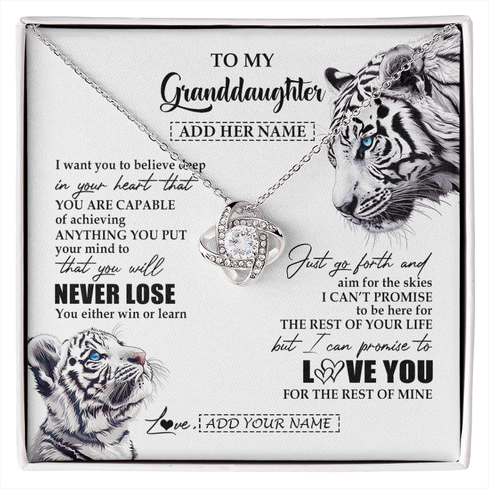 Personalized To My Granddaughter Necklace From Grandma Grandpa You Will Never Lose White Tiger Granddaughter Birthday Gifts Christmas Gift Box Message Card