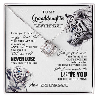 Personalized To My Granddaughter Necklace From Grandma Grandpa You Will Never Lose White Tiger Granddaughter Birthday Gifts Christmas Gift Box Message Card