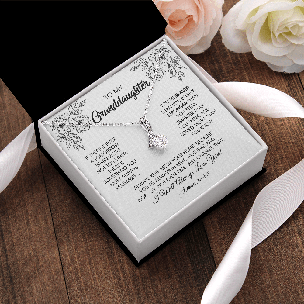 Personalized To My Granddaughter Necklace From Grandma Grandpa You're Braver Stronger Smarter Granddaughter Birthday Customized Jewelry Gift Box Message Card