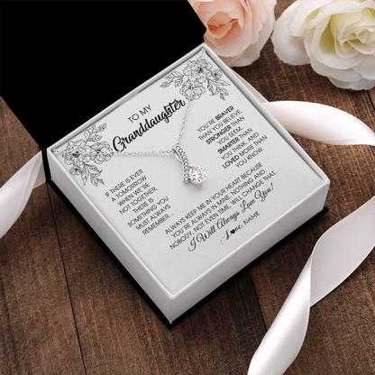 Personalized To My Granddaughter Necklace From Grandma Grandpa You're Braver Stronger Smarter Granddaughter Birthday Customized Jewelry Gift Box Message Card