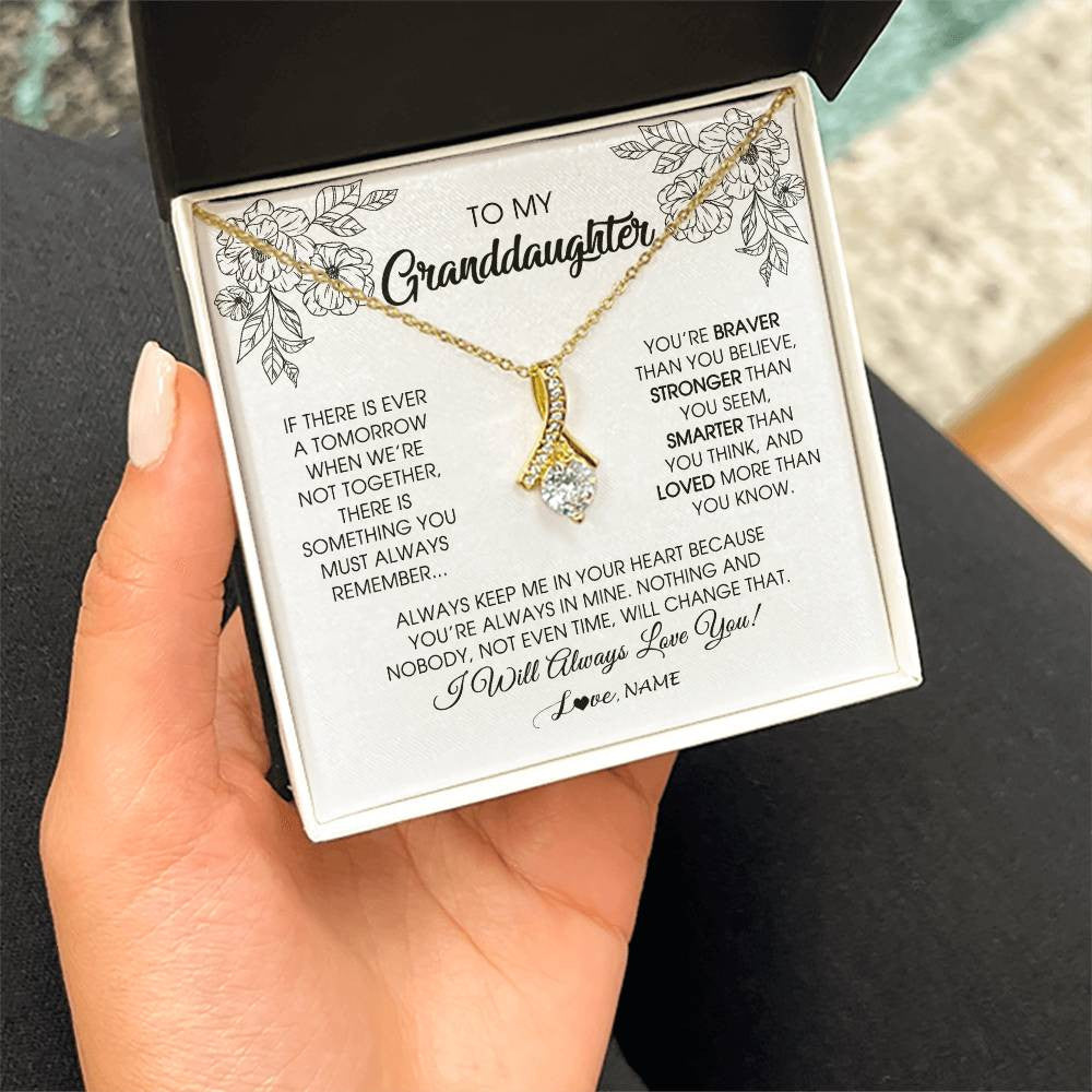 Personalized To My Granddaughter Necklace From Grandma Grandpa You're Braver Stronger Smarter Granddaughter Birthday Customized Jewelry Gift Box Message Card