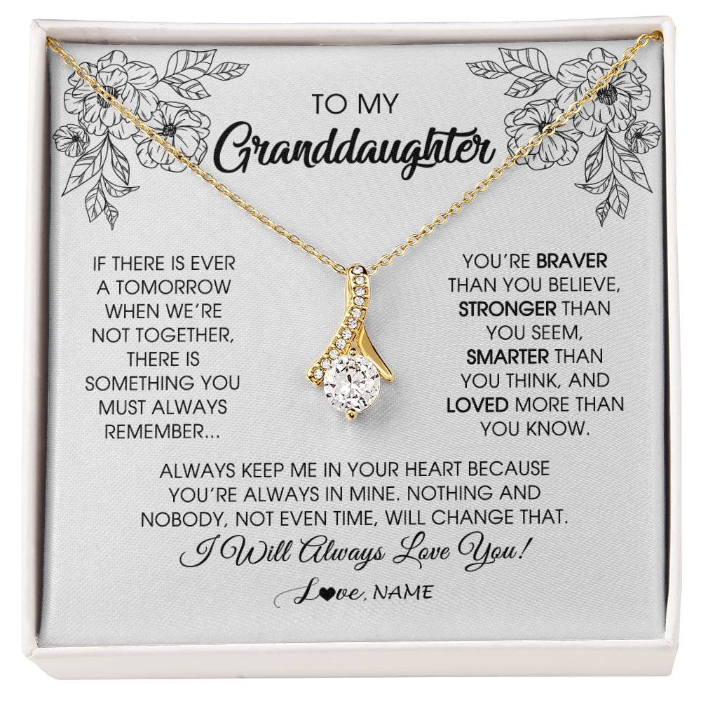 Personalized To My Granddaughter Necklace From Grandma Grandpa You're Braver Stronger Smarter Granddaughter Birthday Customized Jewelry Gift Box Message Card