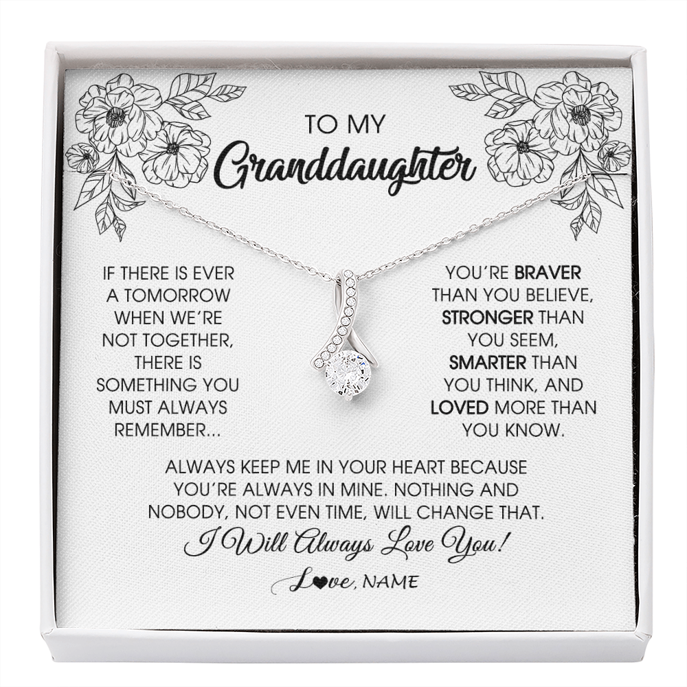 Personalized To My Granddaughter Necklace From Grandma Grandpa You're Braver Stronger Smarter Granddaughter Birthday Customized Jewelry Gift Box Message Card