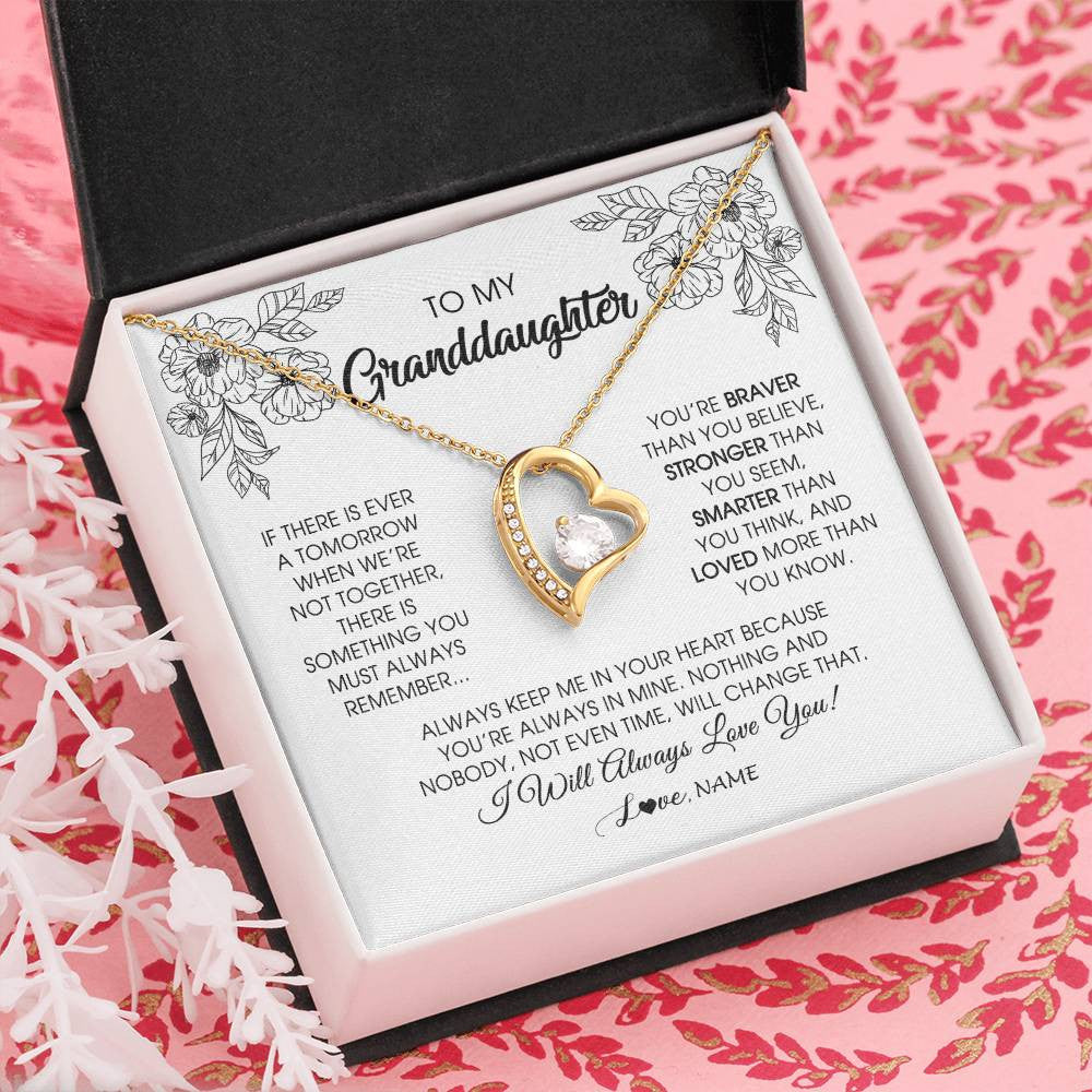 Personalized To My Granddaughter Necklace From Grandma Grandpa You're Braver Stronger Smarter Granddaughter Birthday Customized Jewelry Gift Box Message Card