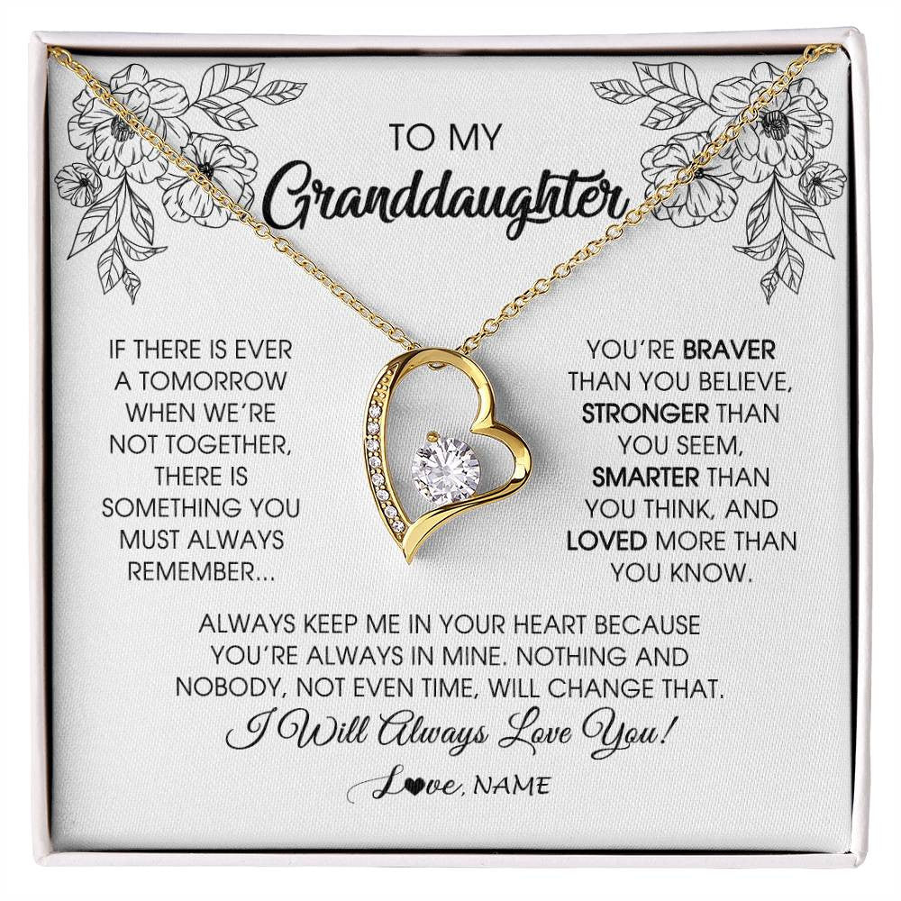 Personalized To My Granddaughter Necklace From Grandma Grandpa You're Braver Stronger Smarter Granddaughter Birthday Customized Jewelry Gift Box Message Card