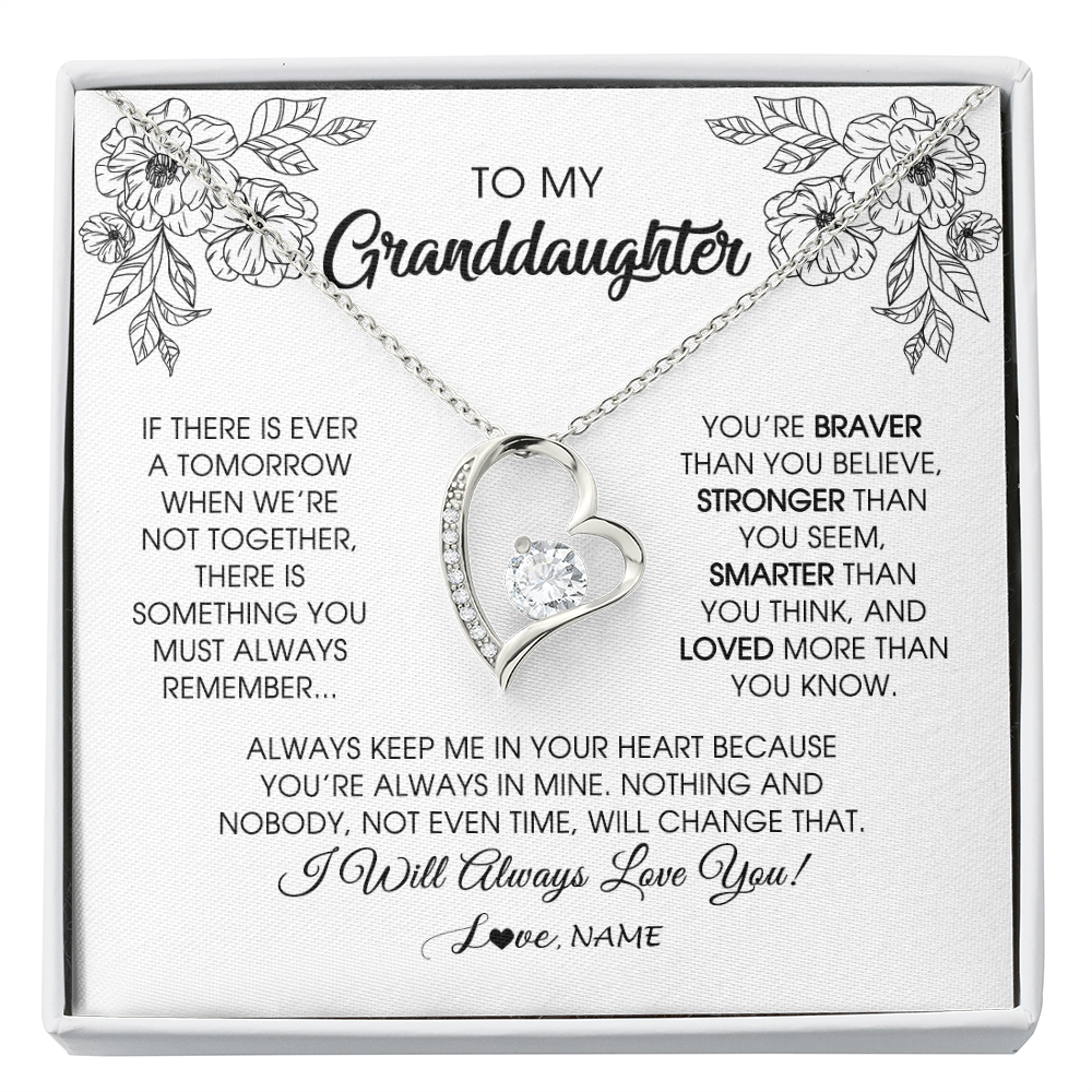 Personalized To My Granddaughter Necklace From Grandma Grandpa You're Braver Stronger Smarter Granddaughter Birthday Customized Jewelry Gift Box Message Card