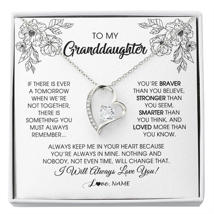 Personalized To My Granddaughter Necklace From Grandma Grandpa You're Braver Stronger Smarter Granddaughter Birthday Customized Jewelry Gift Box Message Card