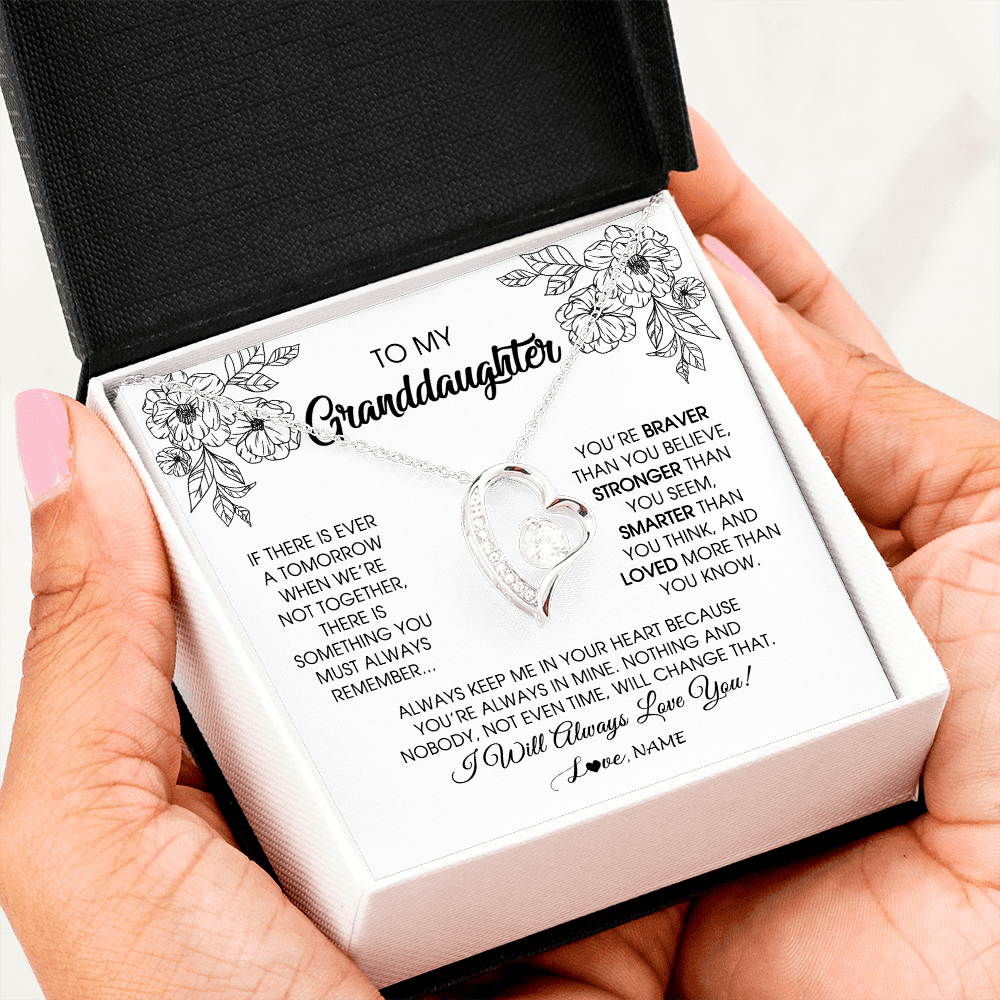 Personalized To My Granddaughter Necklace From Grandma Grandpa You're Braver Stronger Smarter Granddaughter Birthday Customized Jewelry Gift Box Message Card