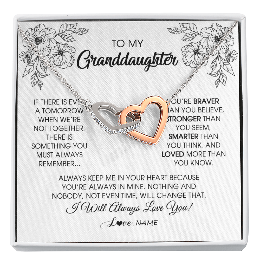 Personalized To My Granddaughter Necklace From Grandma Grandpa You're Braver Stronger Smarter Granddaughter Birthday Customized Jewelry Gift Box Message Card