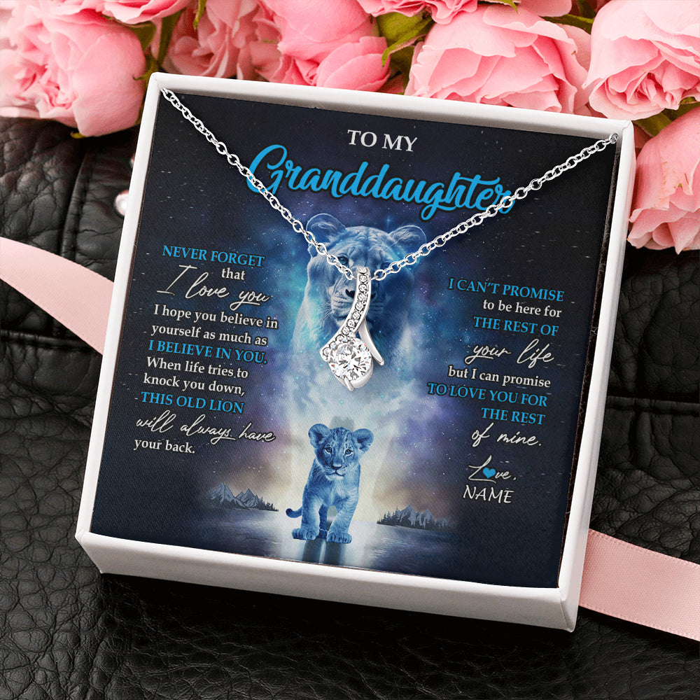 Personalized To My Granddaughter Necklace From Grandma Granny Never Forget I Love You Lion Granddaughter Jewelry Birthday Christmas Customized Message Card