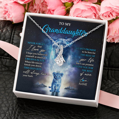 Personalized To My Granddaughter Necklace From Grandma Granny Never Forget I Love You Lion Granddaughter Jewelry Birthday Christmas Customized Message Card