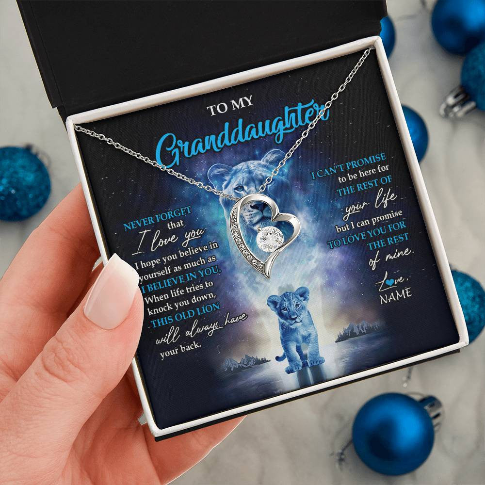 Personalized To My Granddaughter Necklace From Grandma Granny Never Forget I Love You Lion Granddaughter Jewelry Birthday Christmas Customized Message Card