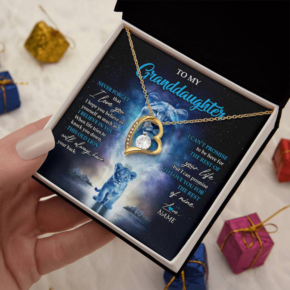 Personalized To My Granddaughter Necklace From Grandma Granny Never Forget I Love You Lion Granddaughter Jewelry Birthday Christmas Customized Message Card