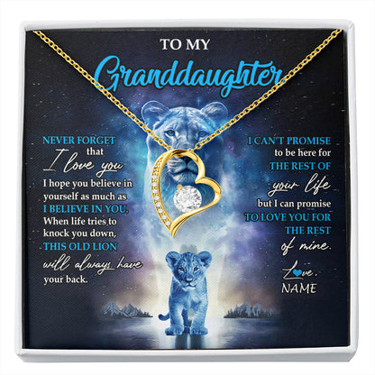 Personalized To My Granddaughter Necklace From Grandma Granny Never Forget I Love You Lion Granddaughter Jewelry Birthday Christmas Customized Message Card