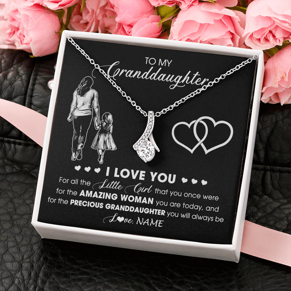 Personalized To My Granddaughter Necklace From Grandma I Love You Little Granddaughter Birthday Christmas Jewelry Customized Gift Box Message Card