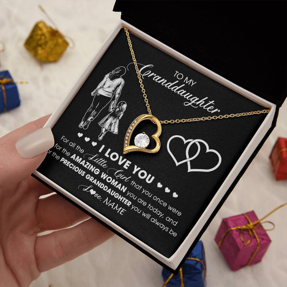 Personalized To My Granddaughter Necklace From Grandma I Love You Little Granddaughter Birthday Christmas Jewelry Customized Gift Box Message Card