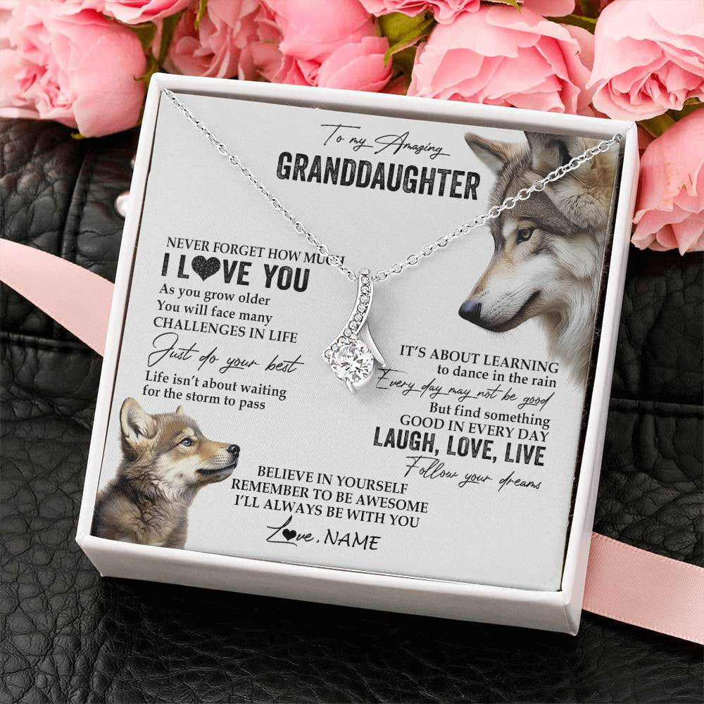 Personalized To My Granddaughter Necklace From Grandma Just Do You Best Laugh Love Live Wolf Granddaughter Birthday Christmas Customized Gift Box Message Card