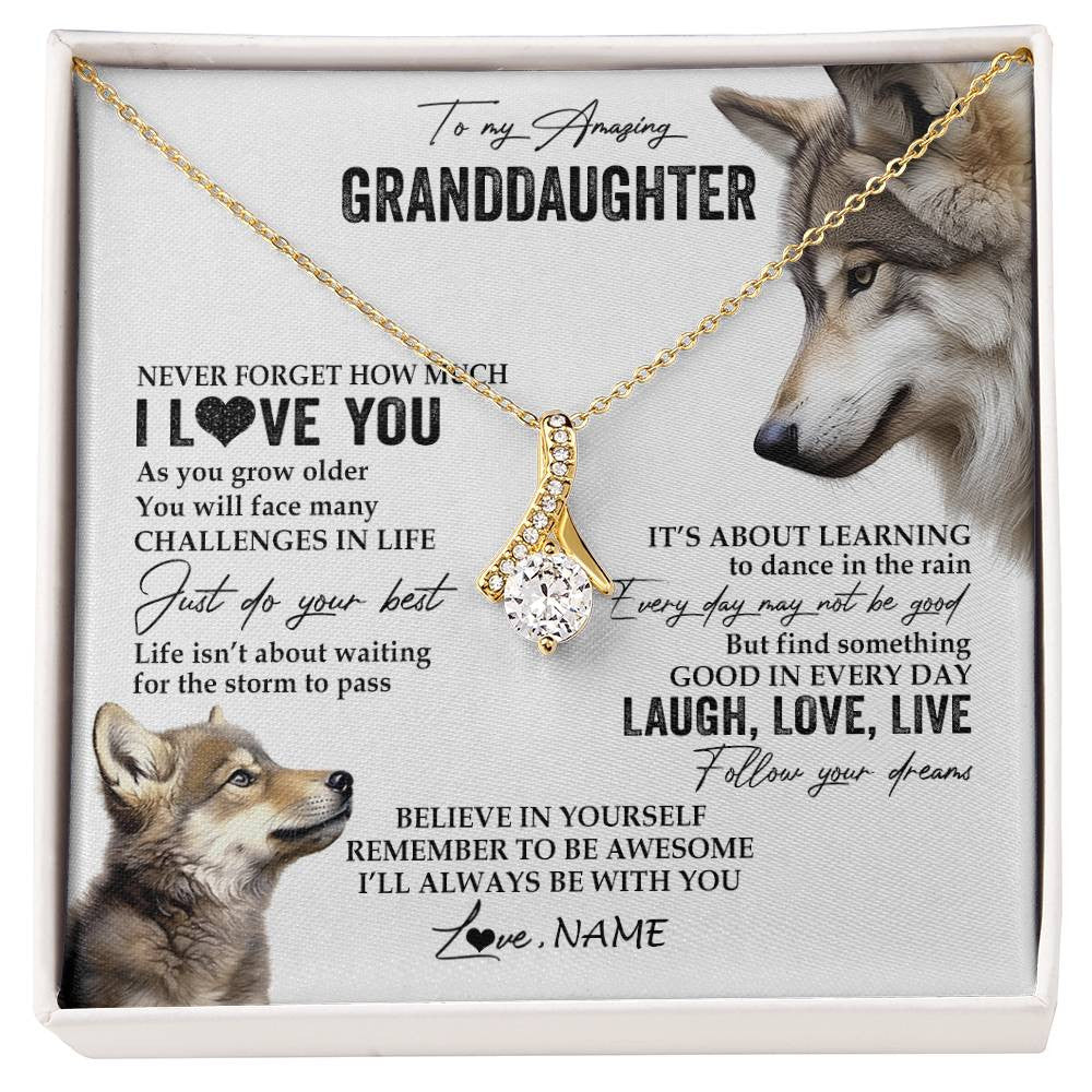 Personalized To My Granddaughter Necklace From Grandma Just Do You Best Laugh Love Live Wolf Granddaughter Birthday Christmas Customized Gift Box Message Card