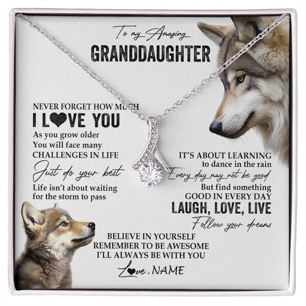 Personalized To My Granddaughter Necklace From Grandma Just Do You Best Laugh Love Live Wolf Granddaughter Birthday Christmas Customized Gift Box Message Card