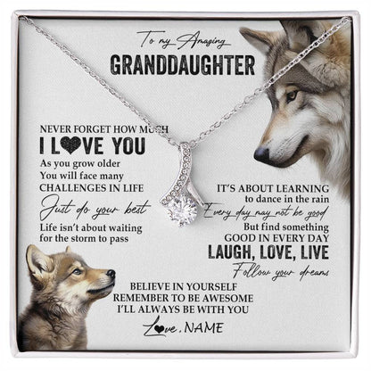 Personalized To My Granddaughter Necklace From Grandma Just Do You Best Laugh Love Live Wolf Granddaughter Birthday Christmas Customized Gift Box Message Card