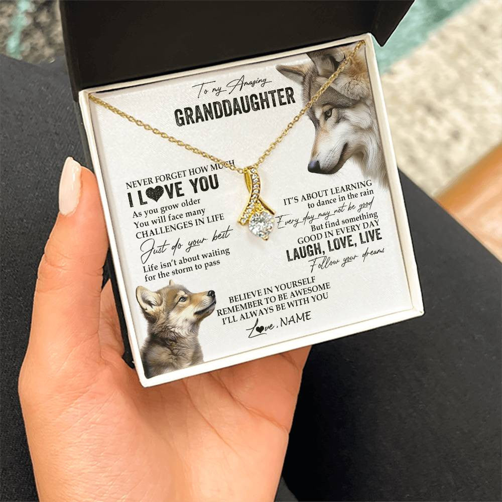 Personalized To My Granddaughter Necklace From Grandma Just Do You Best Laugh Love Live Wolf Granddaughter Birthday Christmas Customized Gift Box Message Card