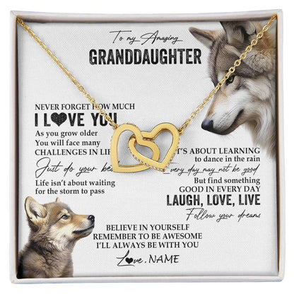 Personalized To My Granddaughter Necklace From Grandma Just Do You Best Laugh Love Live Wolf Granddaughter Birthday Christmas Customized Gift Box Message Card
