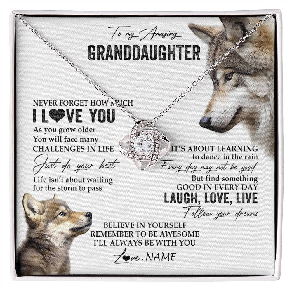 Personalized To My Granddaughter Necklace From Grandma Just Do You Best Laugh Love Live Wolf Granddaughter Birthday Christmas Customized Gift Box Message Card