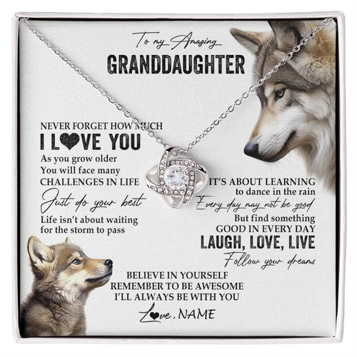 Personalized To My Granddaughter Necklace From Grandma Just Do You Best Laugh Love Live Wolf Granddaughter Birthday Christmas Customized Gift Box Message Card