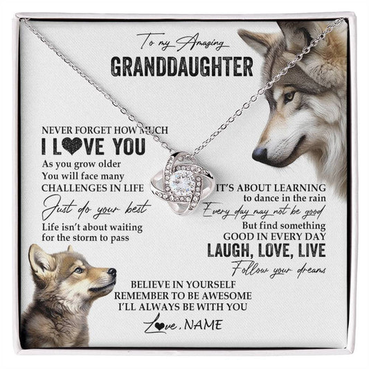 Personalized To My Granddaughter Necklace From Grandma Just Do You Best Laugh Love Live Wolf Granddaughter Birthday Christmas Customized Gift Box Message Card