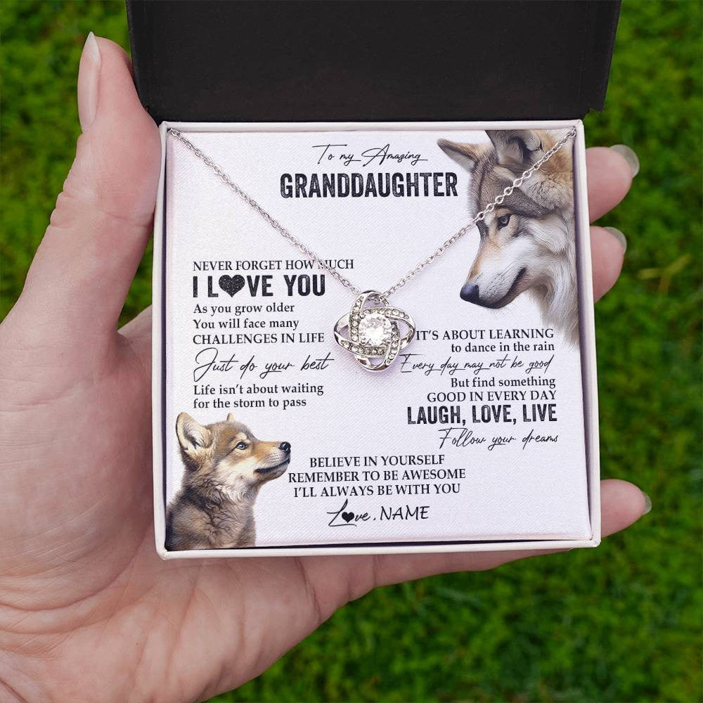 Personalized To My Granddaughter Necklace From Grandma Just Do You Best Laugh Love Live Wolf Granddaughter Birthday Christmas Customized Gift Box Message Card