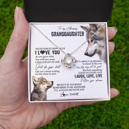 Personalized To My Granddaughter Necklace From Grandma Just Do You Best Laugh Love Live Wolf Granddaughter Birthday Christmas Customized Gift Box Message Card