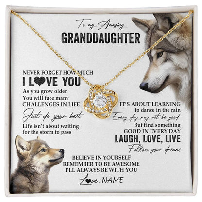 Personalized To My Granddaughter Necklace From Grandma Just Do You Best Laugh Love Live Wolf Granddaughter Birthday Christmas Customized Gift Box Message Card