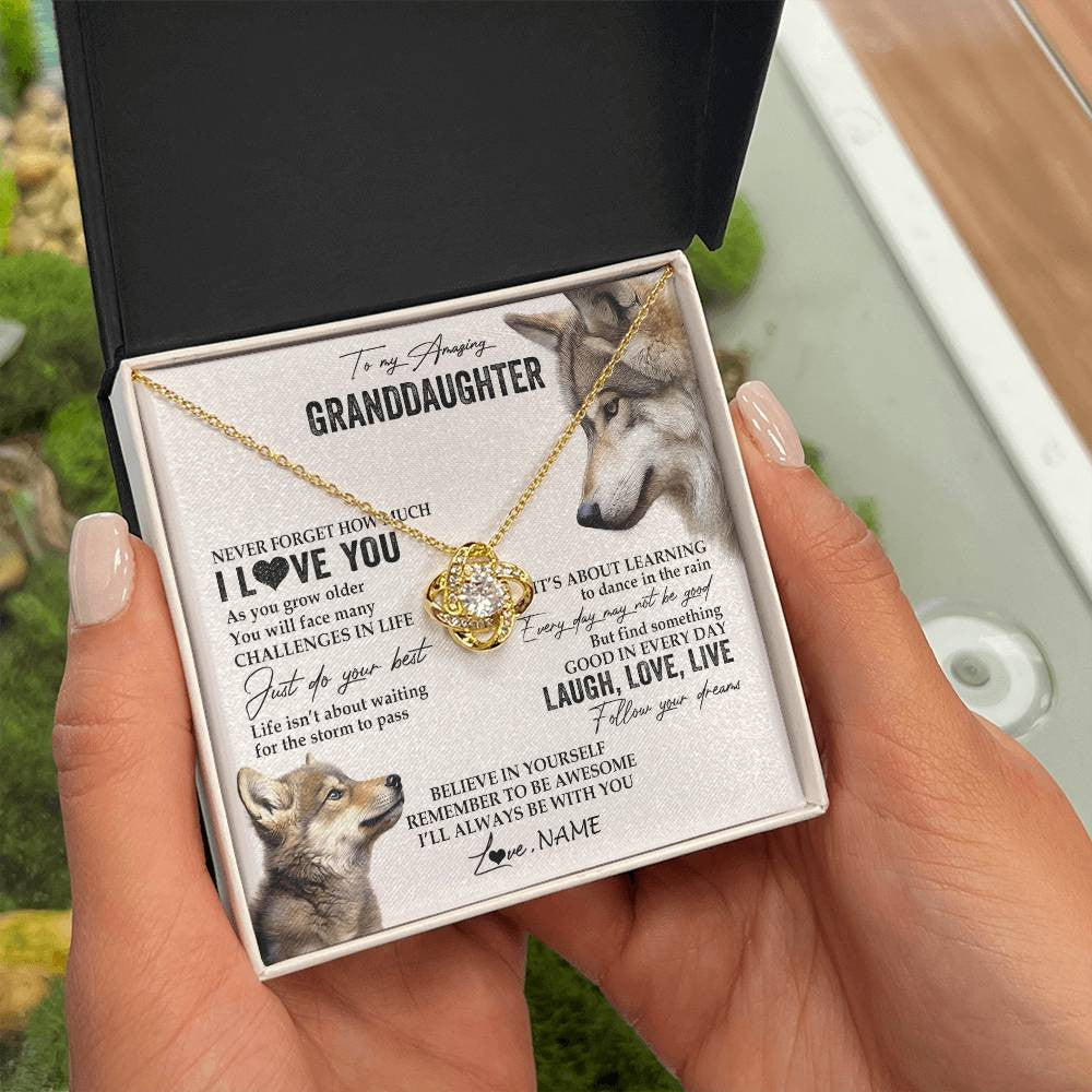 Personalized To My Granddaughter Necklace From Grandma Just Do You Best Laugh Love Live Wolf Granddaughter Birthday Christmas Customized Gift Box Message Card