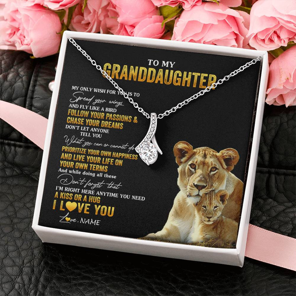 Personalized To My Granddaughter Necklace From Grandma Lion My Only Wish For You Granddaughter Birthday Christmas Customized Gift Box Message Card