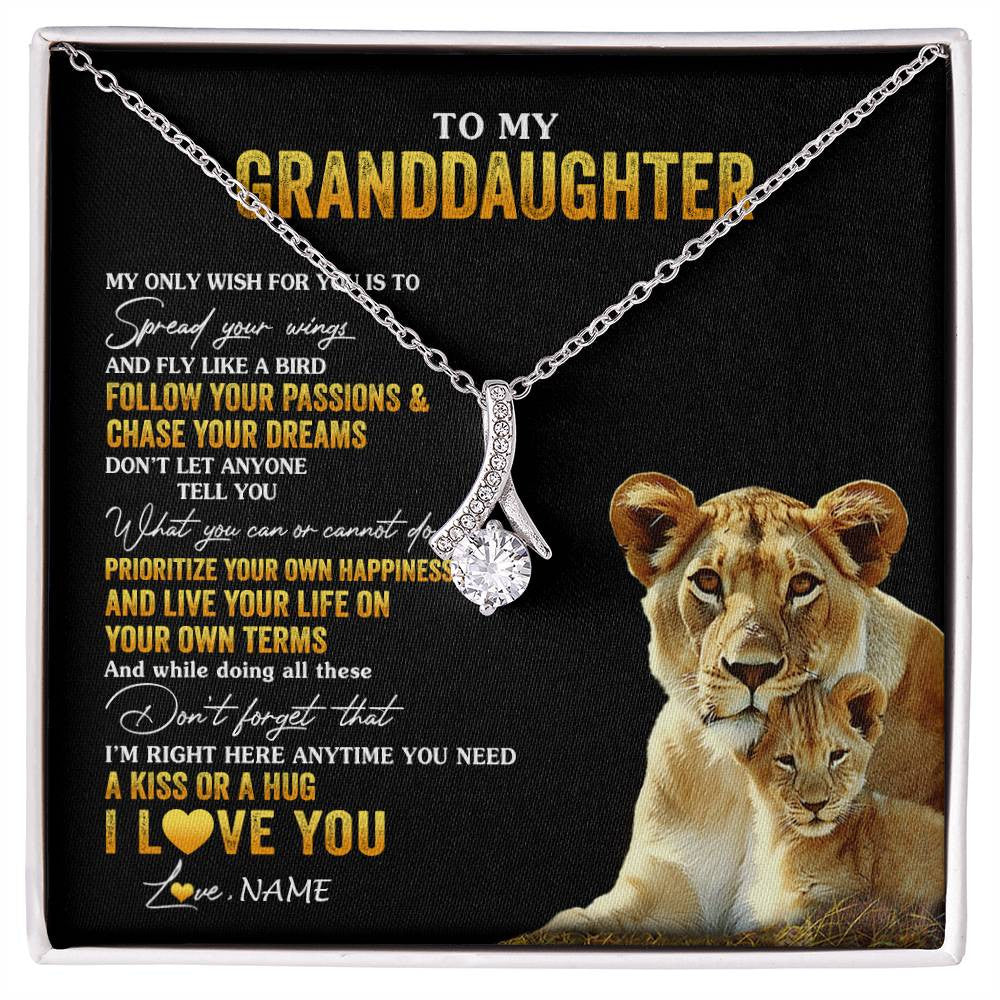 Personalized To My Granddaughter Necklace From Grandma Lion My Only Wish For You Granddaughter Birthday Christmas Customized Gift Box Message Card
