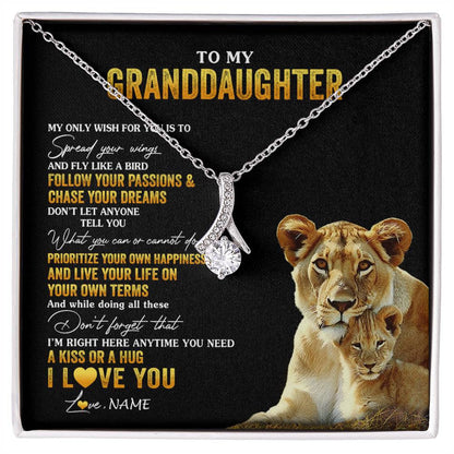 Personalized To My Granddaughter Necklace From Grandma Lion My Only Wish For You Granddaughter Birthday Christmas Customized Gift Box Message Card