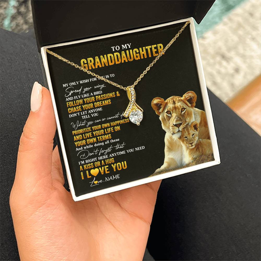 Personalized To My Granddaughter Necklace From Grandma Lion My Only Wish For You Granddaughter Birthday Christmas Customized Gift Box Message Card