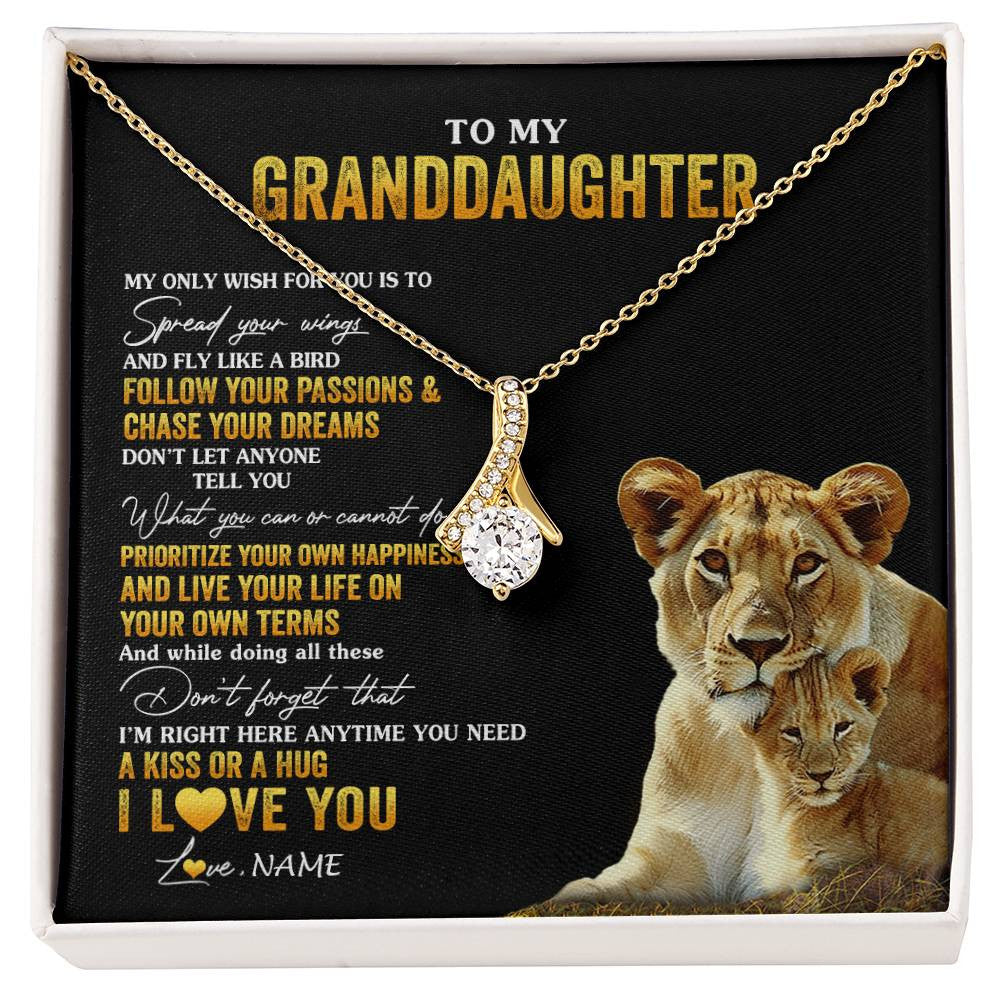 Personalized To My Granddaughter Necklace From Grandma Lion My Only Wish For You Granddaughter Birthday Christmas Customized Gift Box Message Card