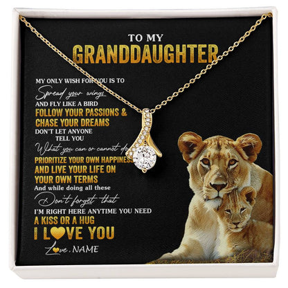 Personalized To My Granddaughter Necklace From Grandma Lion My Only Wish For You Granddaughter Birthday Christmas Customized Gift Box Message Card
