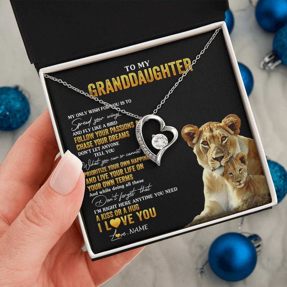Personalized To My Granddaughter Necklace From Grandma Lion My Only Wish For You Granddaughter Birthday Christmas Customized Gift Box Message Card
