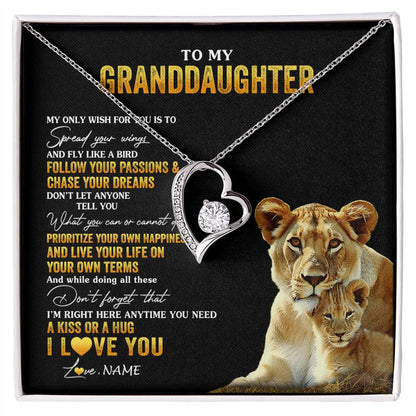 Personalized To My Granddaughter Necklace From Grandma Lion My Only Wish For You Granddaughter Birthday Christmas Customized Gift Box Message Card