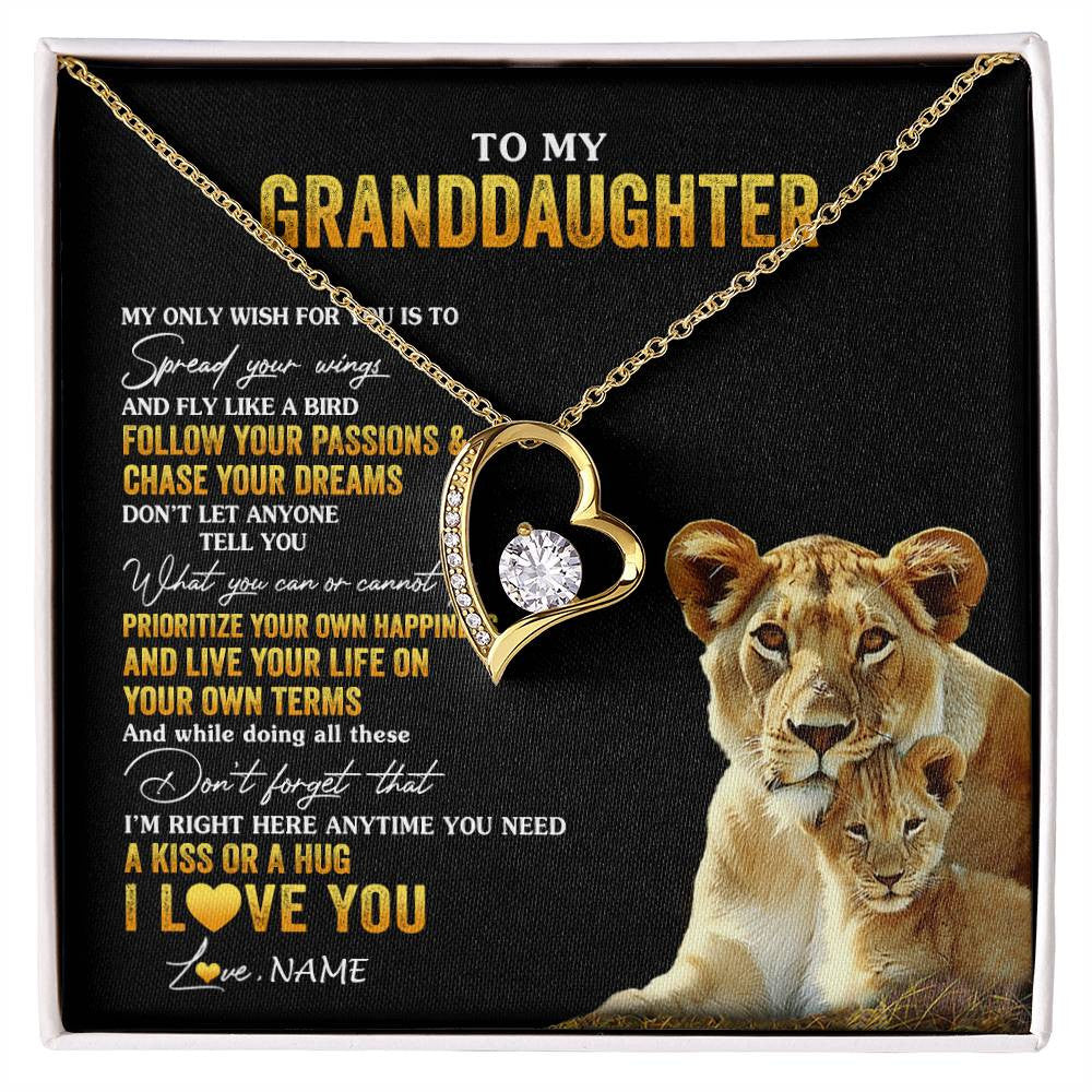Personalized To My Granddaughter Necklace From Grandma Lion My Only Wish For You Granddaughter Birthday Christmas Customized Gift Box Message Card