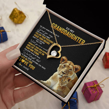 Personalized To My Granddaughter Necklace From Grandma Lion My Only Wish For You Granddaughter Birthday Christmas Customized Gift Box Message Card