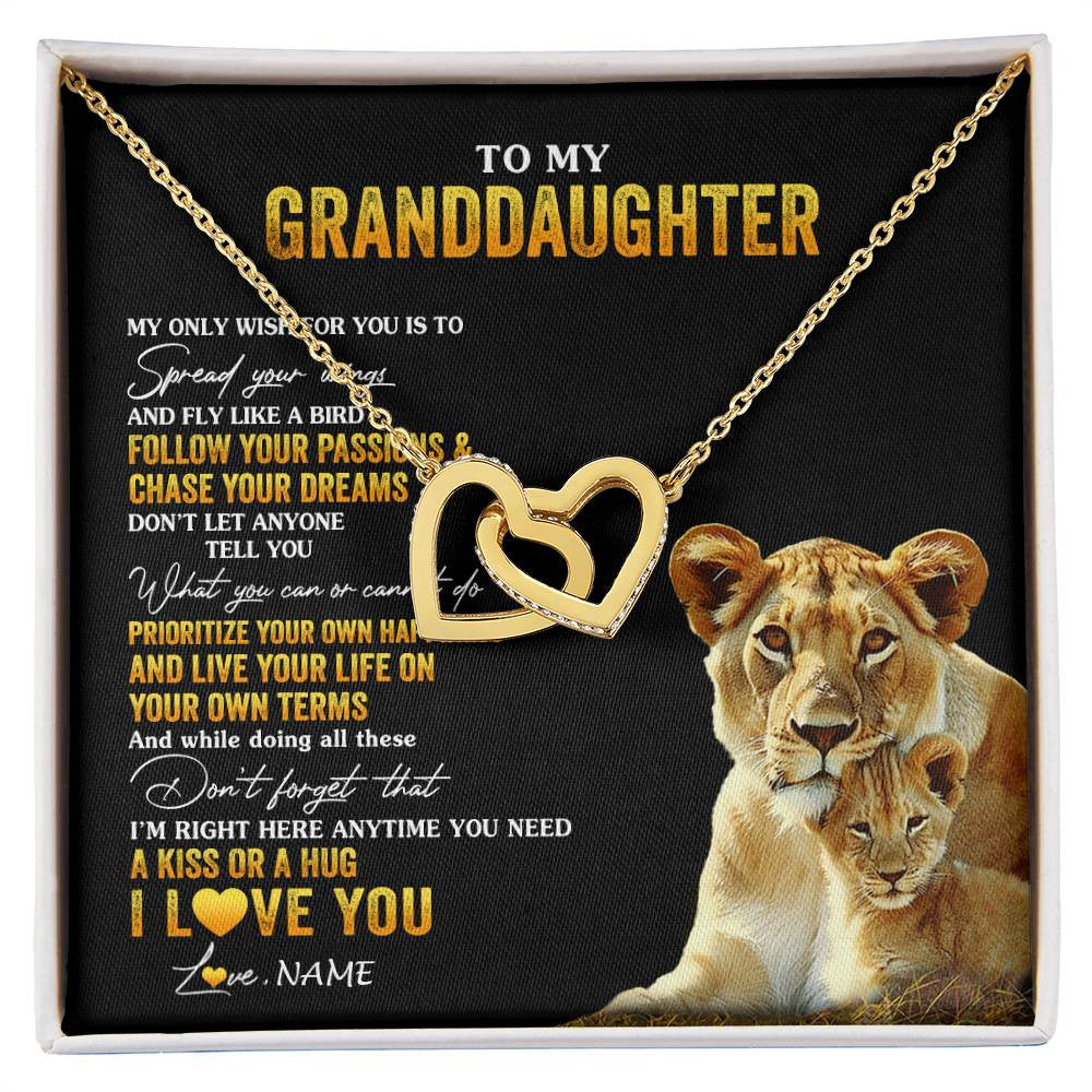 Personalized To My Granddaughter Necklace From Grandma Lion My Only Wish For You Granddaughter Birthday Christmas Customized Gift Box Message Card