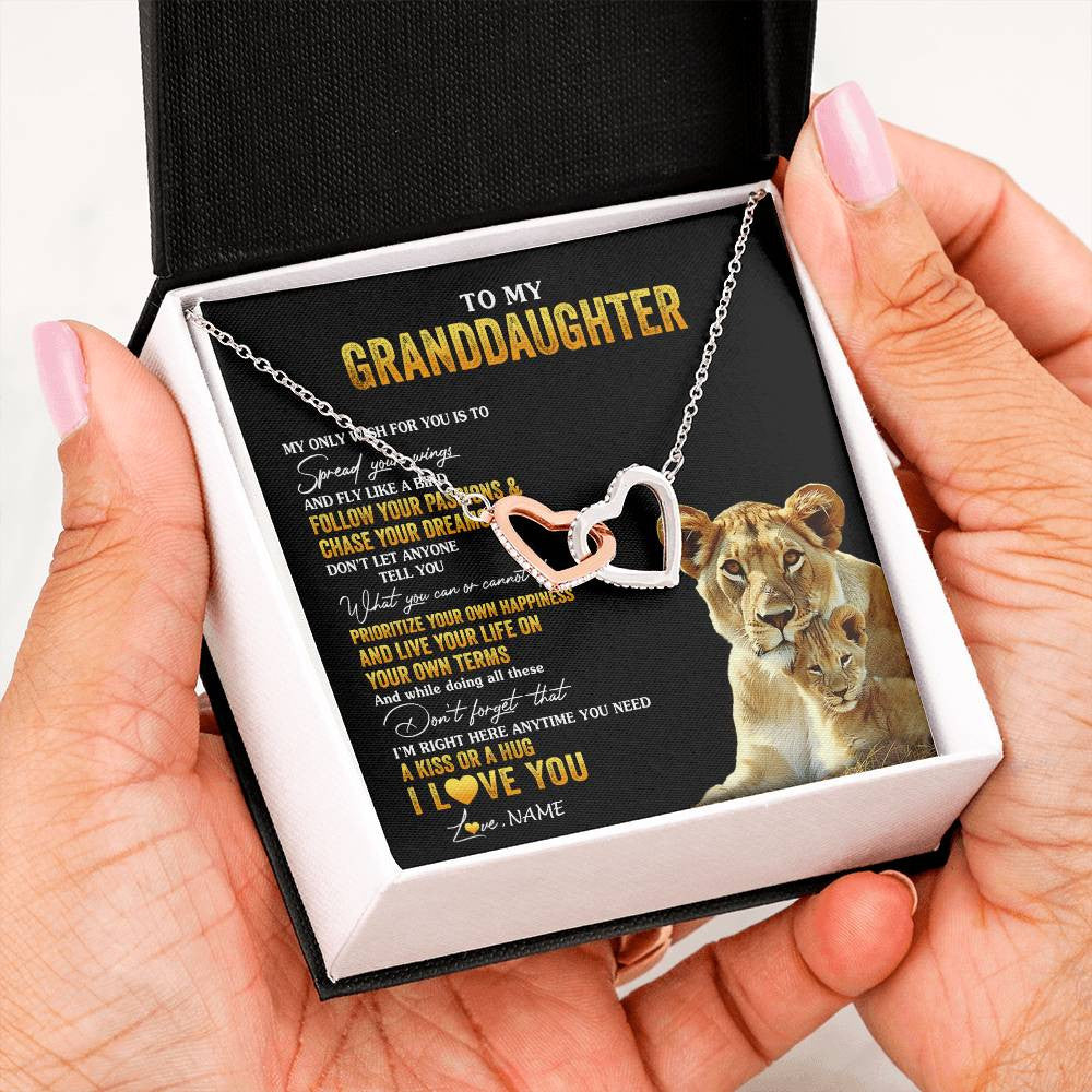 Personalized To My Granddaughter Necklace From Grandma Lion My Only Wish For You Granddaughter Birthday Christmas Customized Gift Box Message Card