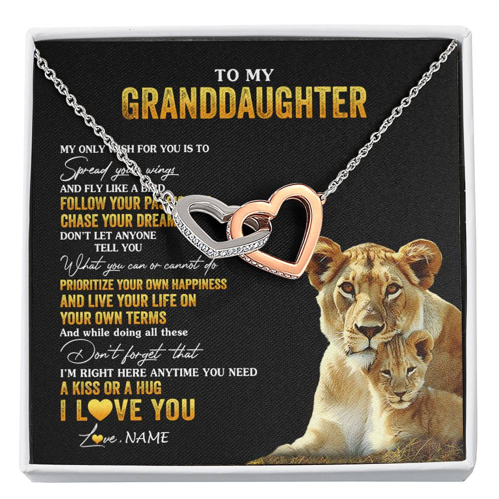 Personalized To My Granddaughter Necklace From Grandma Lion My Only Wish For You Granddaughter Birthday Christmas Customized Gift Box Message Card