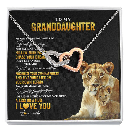 Personalized To My Granddaughter Necklace From Grandma Lion My Only Wish For You Granddaughter Birthday Christmas Customized Gift Box Message Card