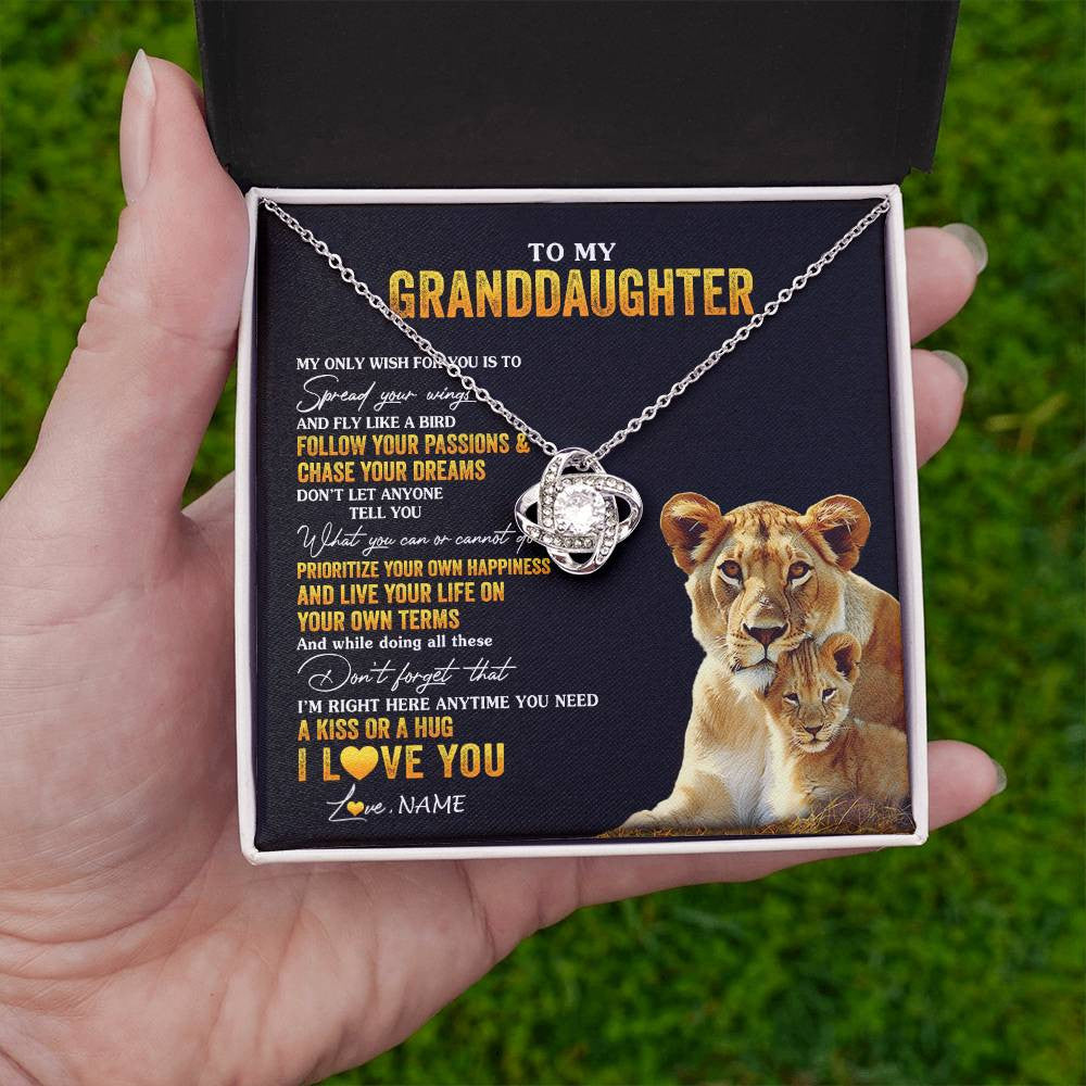 Personalized To My Granddaughter Necklace From Grandma Lion My Only Wish For You Granddaughter Birthday Christmas Customized Gift Box Message Card