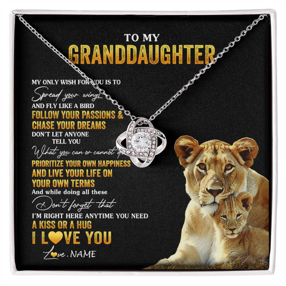 Personalized To My Granddaughter Necklace From Grandma Lion My Only Wish For You Granddaughter Birthday Christmas Customized Gift Box Message Card